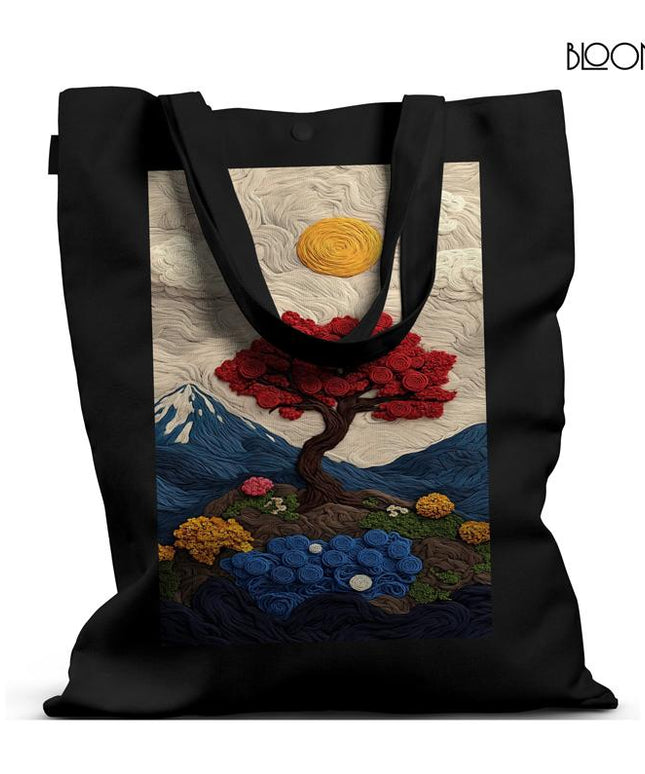Blossom Earth – Textured Landscape Nature Art Tote