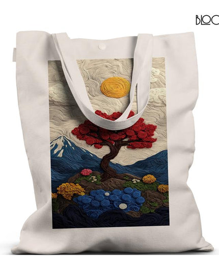 Blossom Earth – Textured Landscape Nature Art Tote