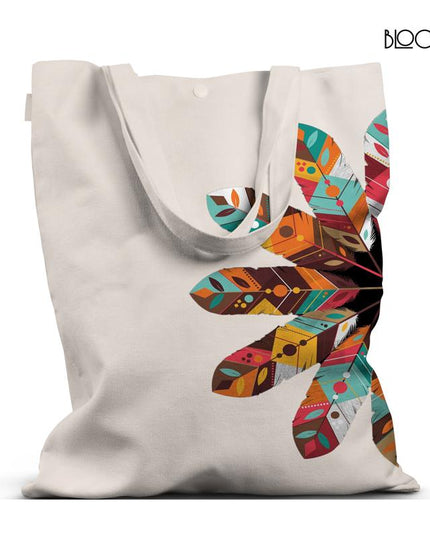 Tribal Feathers – Boho Geometric Print Tote Bag