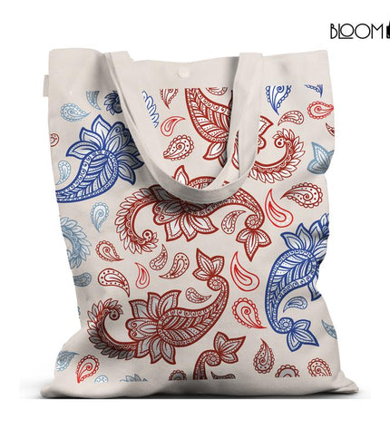 Classic Paisley – Red & Blue Heritage Print Tote