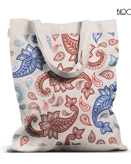 Classic Paisley – Red & Blue Heritage Print Tote