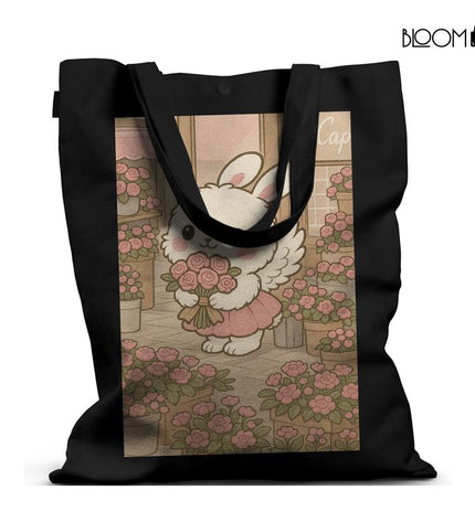 Bunny in Bloom – Kawaii Floral Cafe Tote Bag