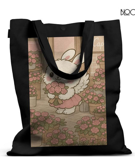 Bunny in Bloom – Kawaii Floral Cafe Tote Bag