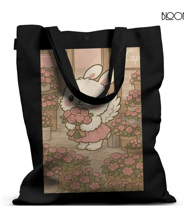 Bunny in Bloom – Kawaii Floral Cafe Tote Bag