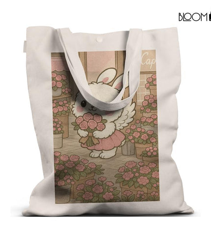 Bunny in Bloom – Kawaii Floral Cafe Tote Bag