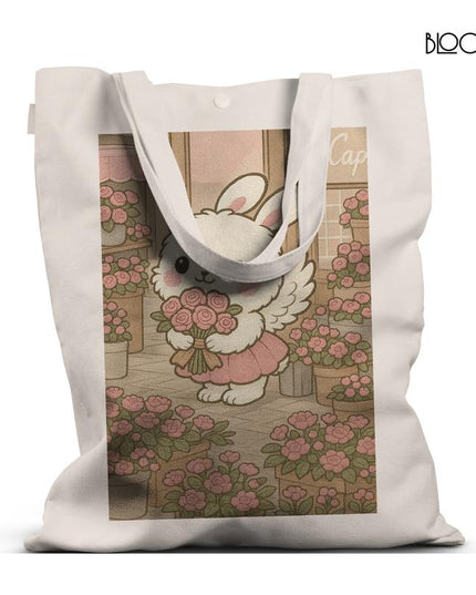 Bunny in Bloom – Kawaii Floral Cafe Tote Bag