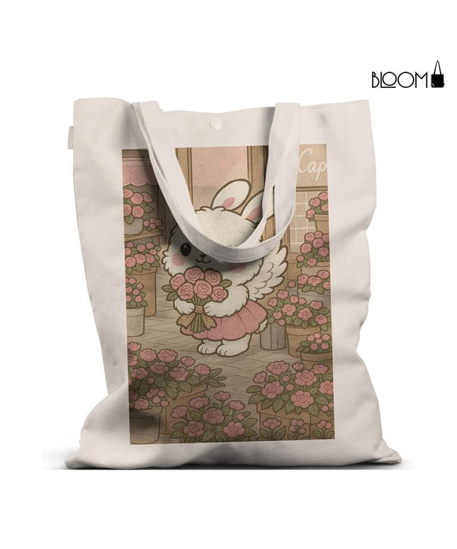 Bunny in Bloom – Kawaii Floral Cafe Tote Bag