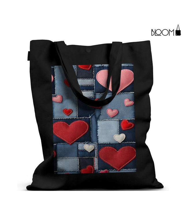 Denim Heart Patch Tote