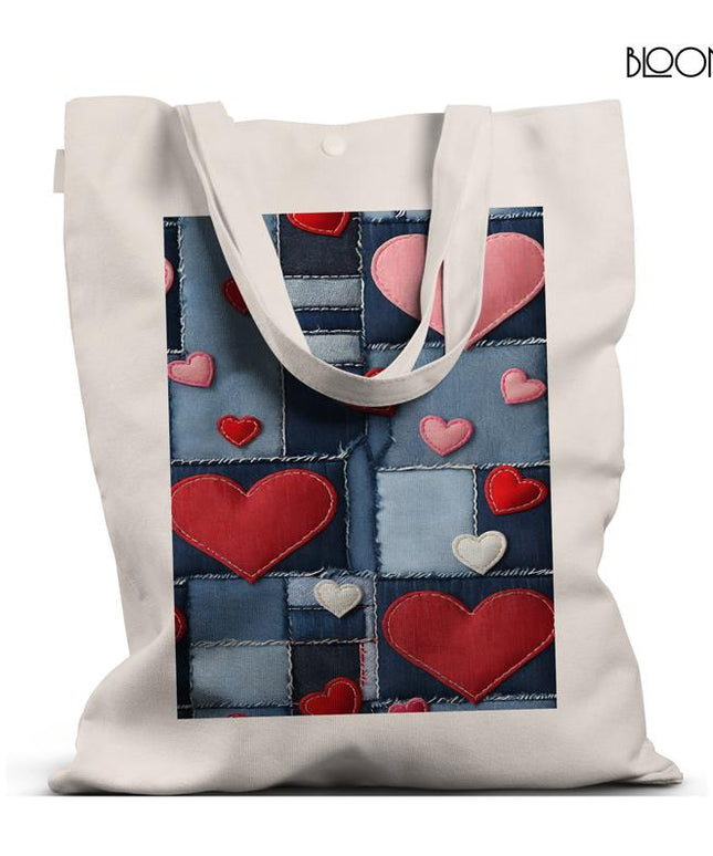 Denim Heart Patch Tote
