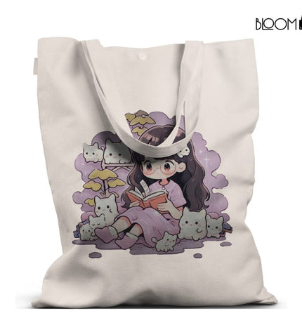 Girl with Kitties Tote Bag