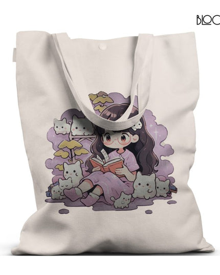 Girl with Kitties Tote Bag