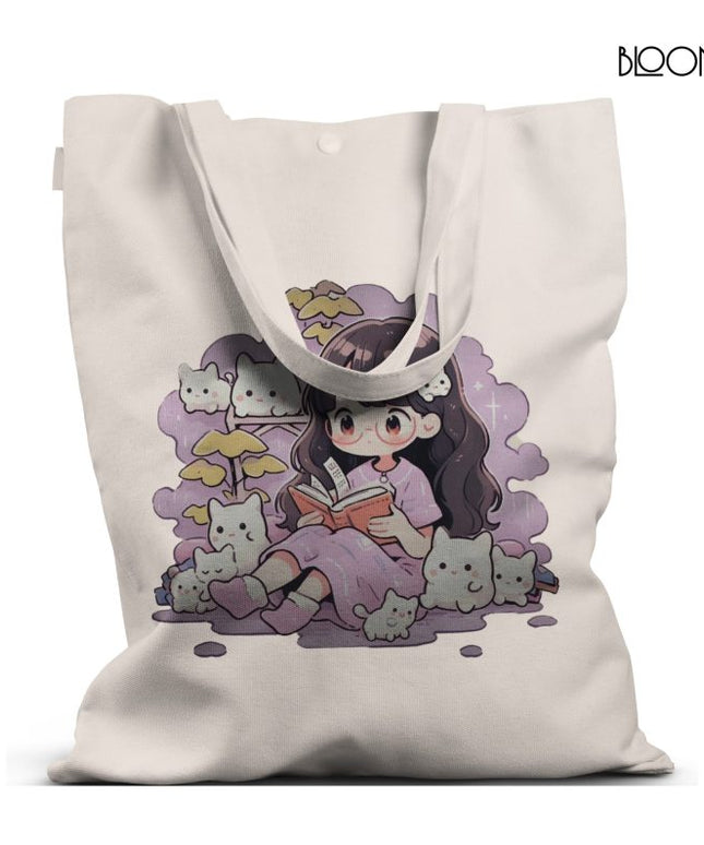 Girl with Kitties Tote Bag