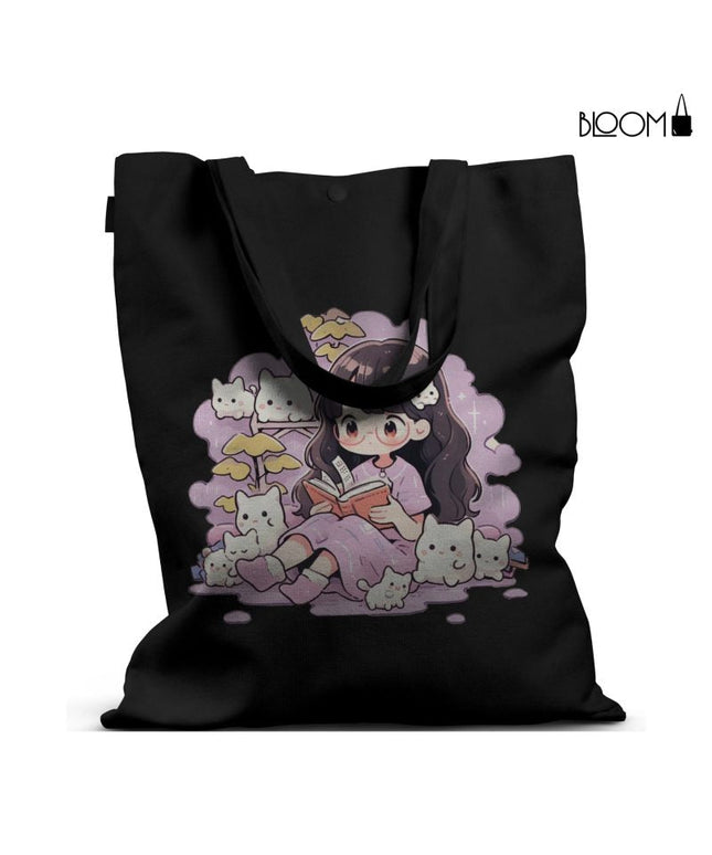 Girl with Kitties Tote Bag
